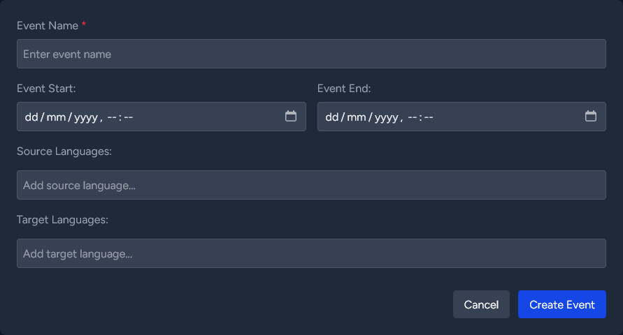 Create event form
