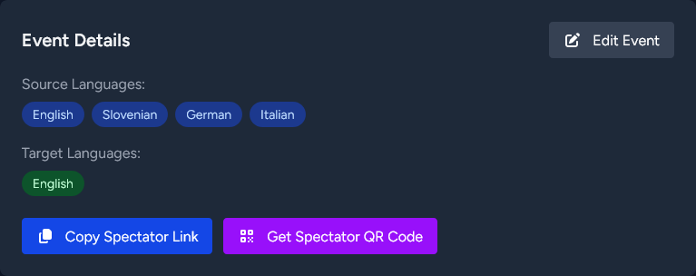 Spectator link and QR code